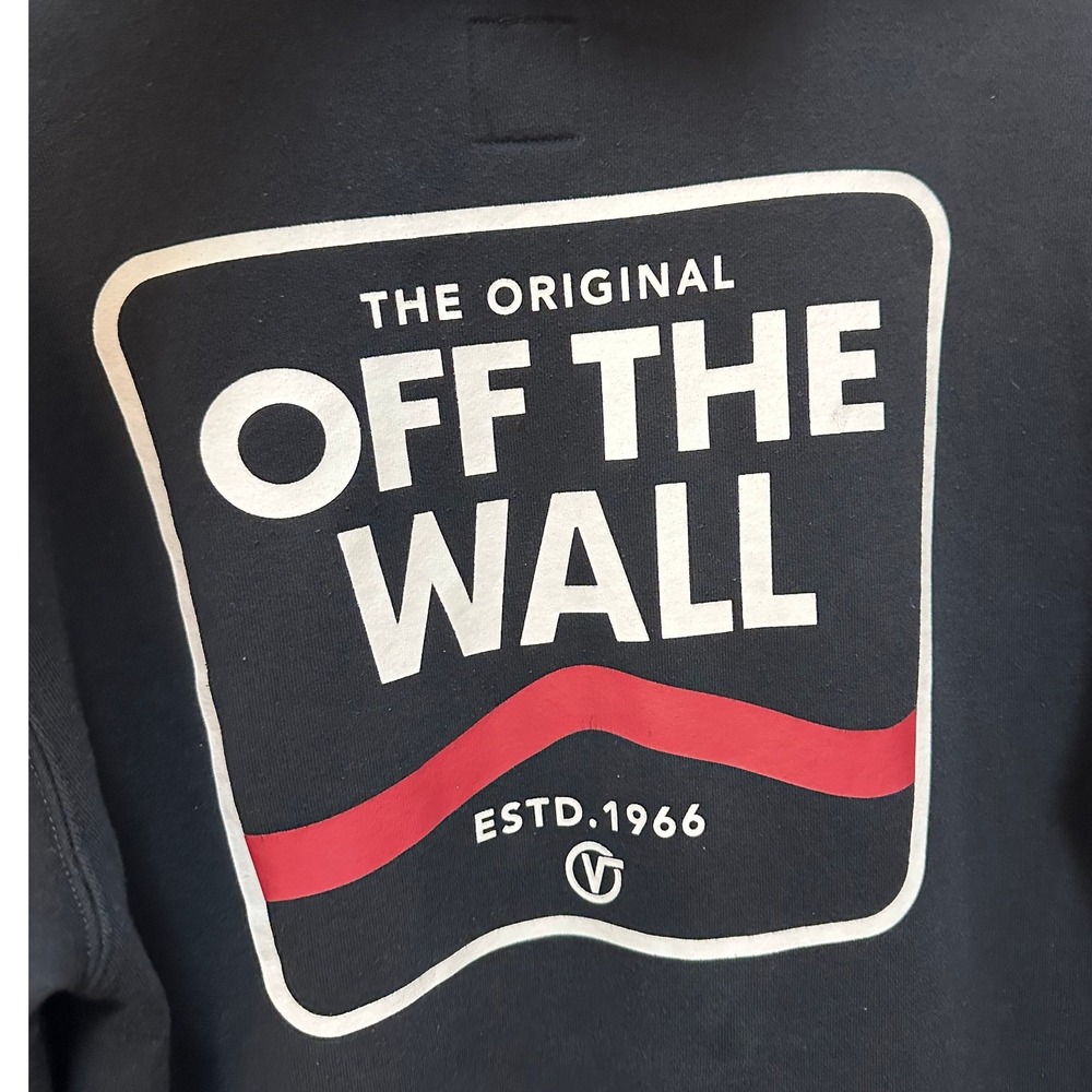 Vans Off The Wall Hoodie Mens Small Black Graphic‎ Pullover Sweatshirt - Picture 8 of 9